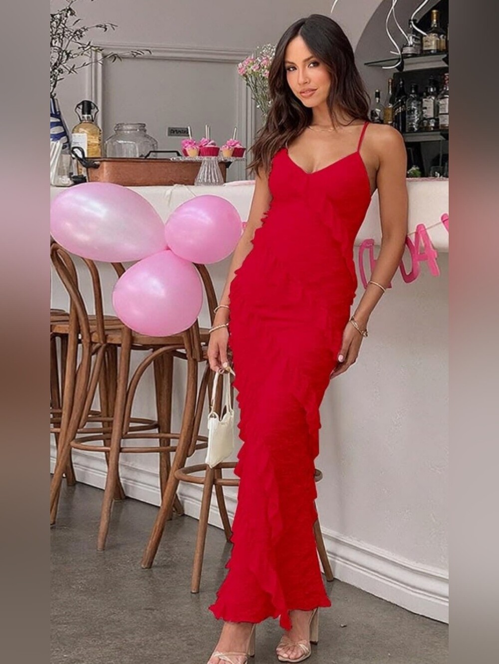 New V-Neck Ruffle Maxi Dress - Picture 4 of 10